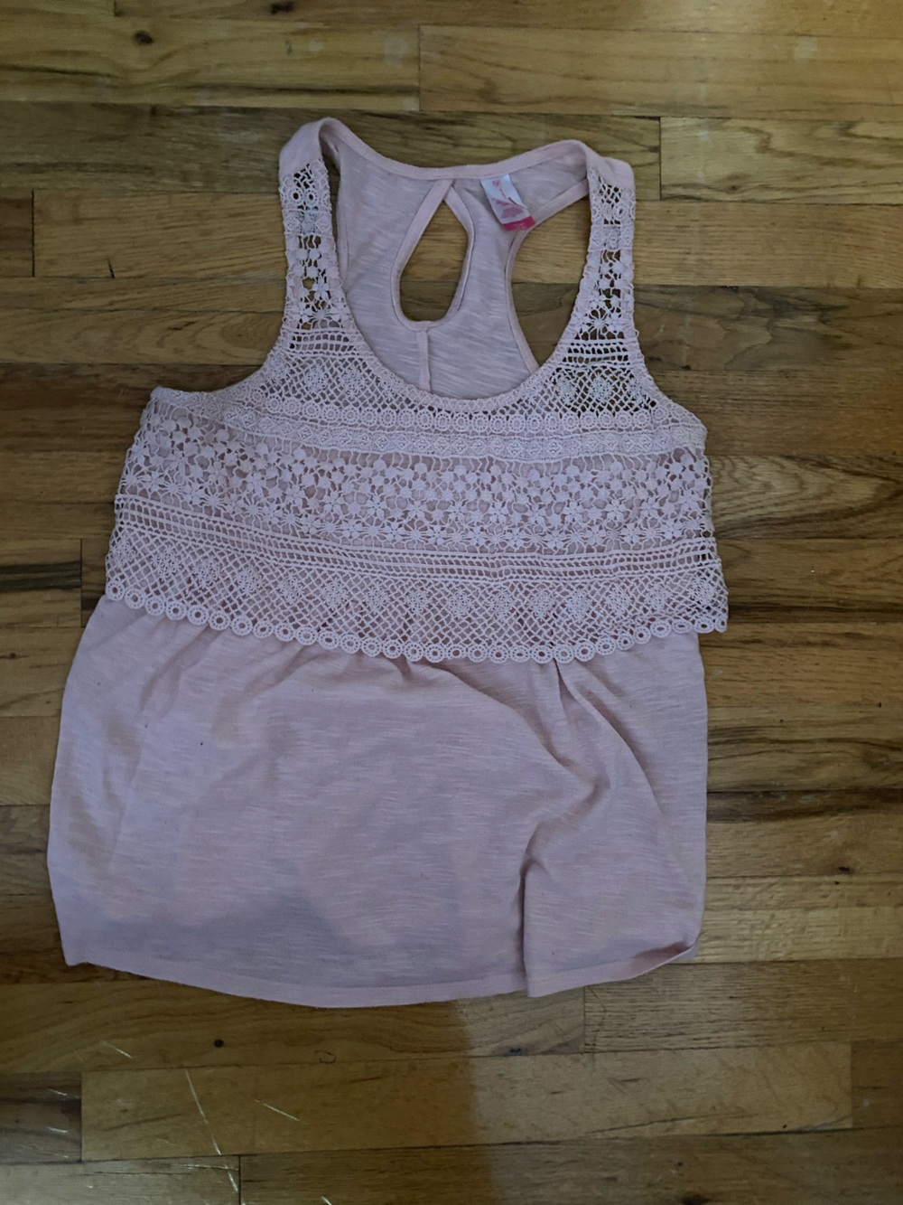 No Boundaries Pale Pink Crochet Racerback Tank
